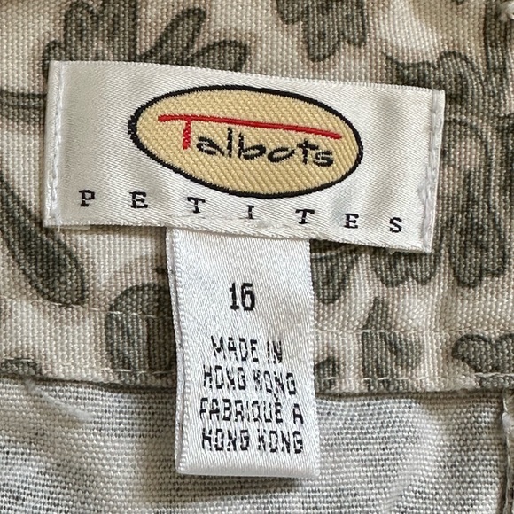 Talbots Green Ivory Straight Twill Paisley Design Mini Skirt SZ 16 P 100% cotton - Picture 7 of 10